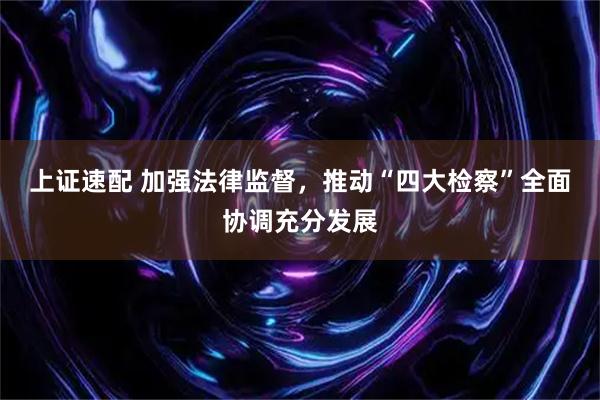上证速配 加强法律监督，推动“四大检察”全面协调充分发展